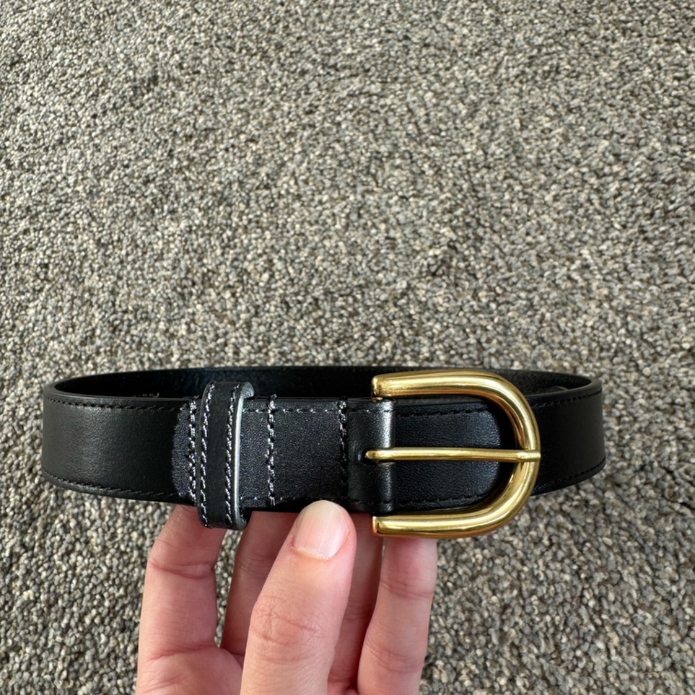 Aritzia Accent Solid Brass Leather Belt - Picture 3 of 11